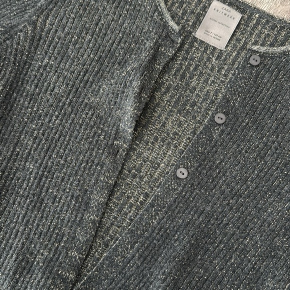 Zara black and gold sparkle cropped cardigan size 7 - Picture 4 of 4